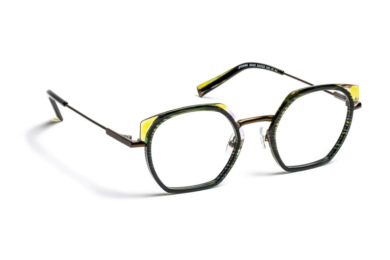 J.F. Rey JF2995 Striped Green / Khaki eyeglasses, front view