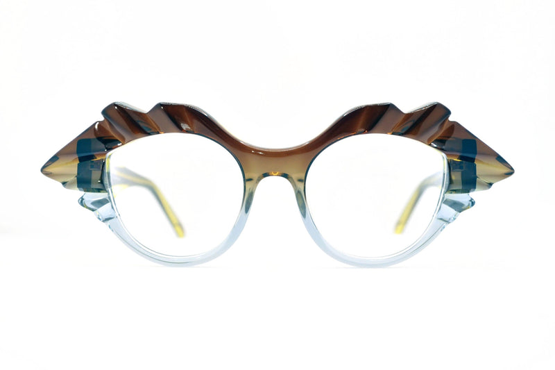 Oscar Mamooi Joga Brown / Yellow / Clear eyeglasses, front view