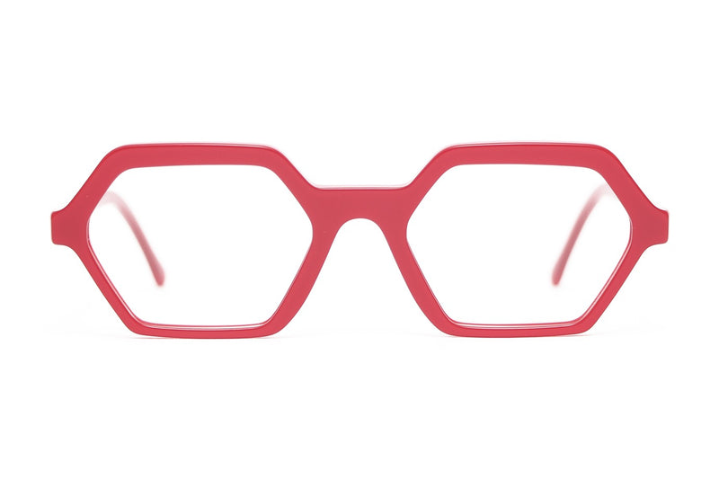 Henau Glenn Coral Red eyeglasses, front view