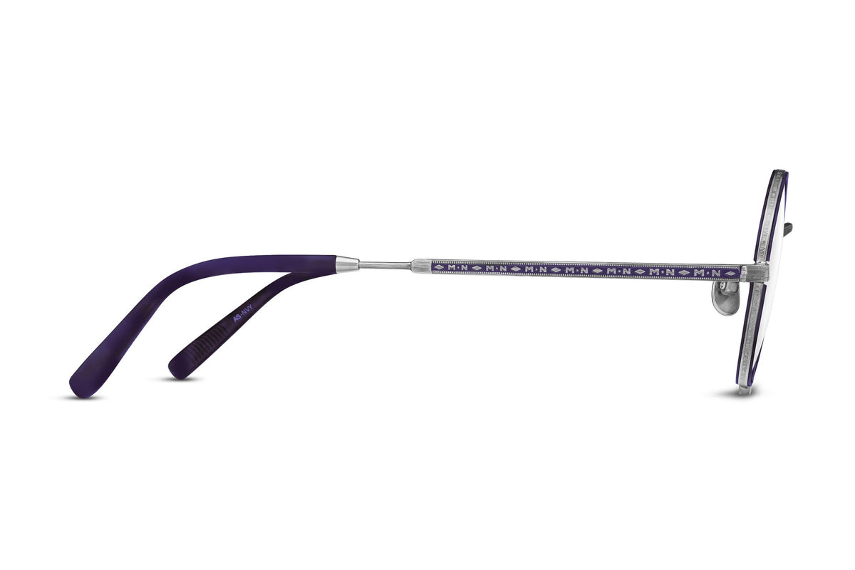 Matsuda 10103H-I Antique Silver / Navy eyeglasses, angled view