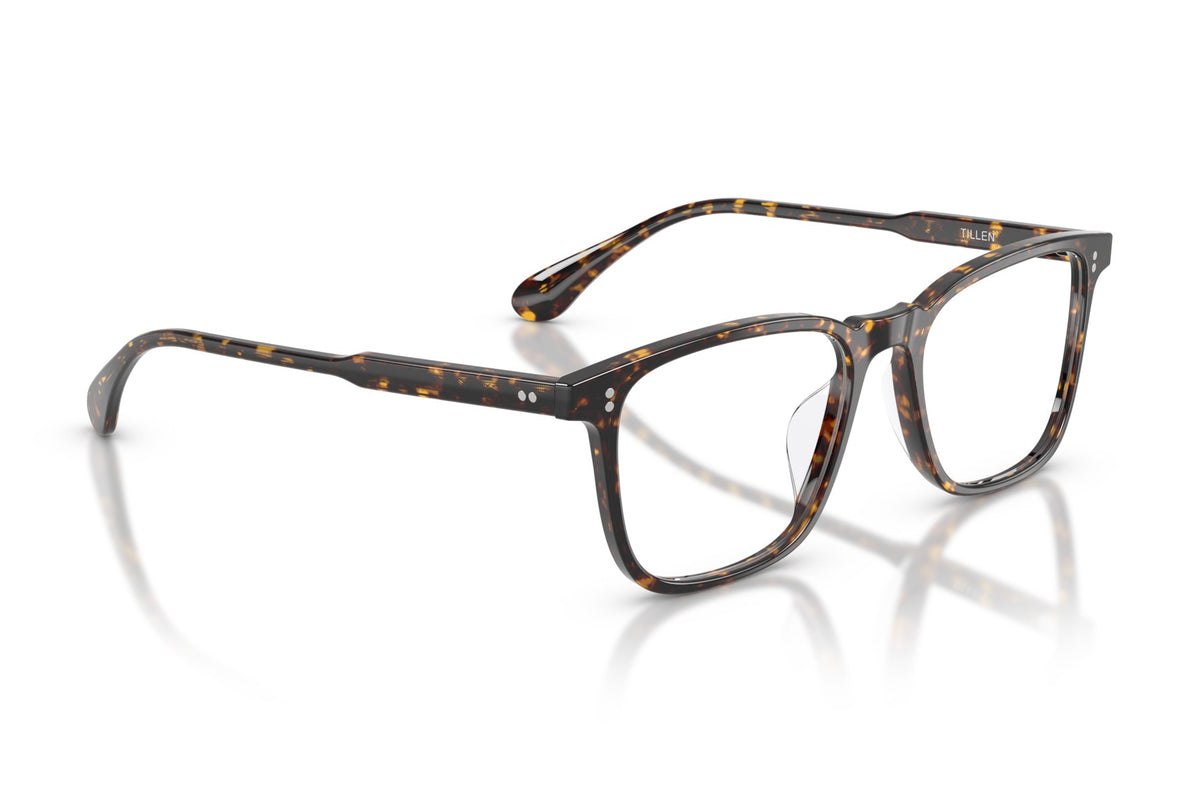Oliver Peoples Tillen Atago Tortoise eyeglasses, temple detail