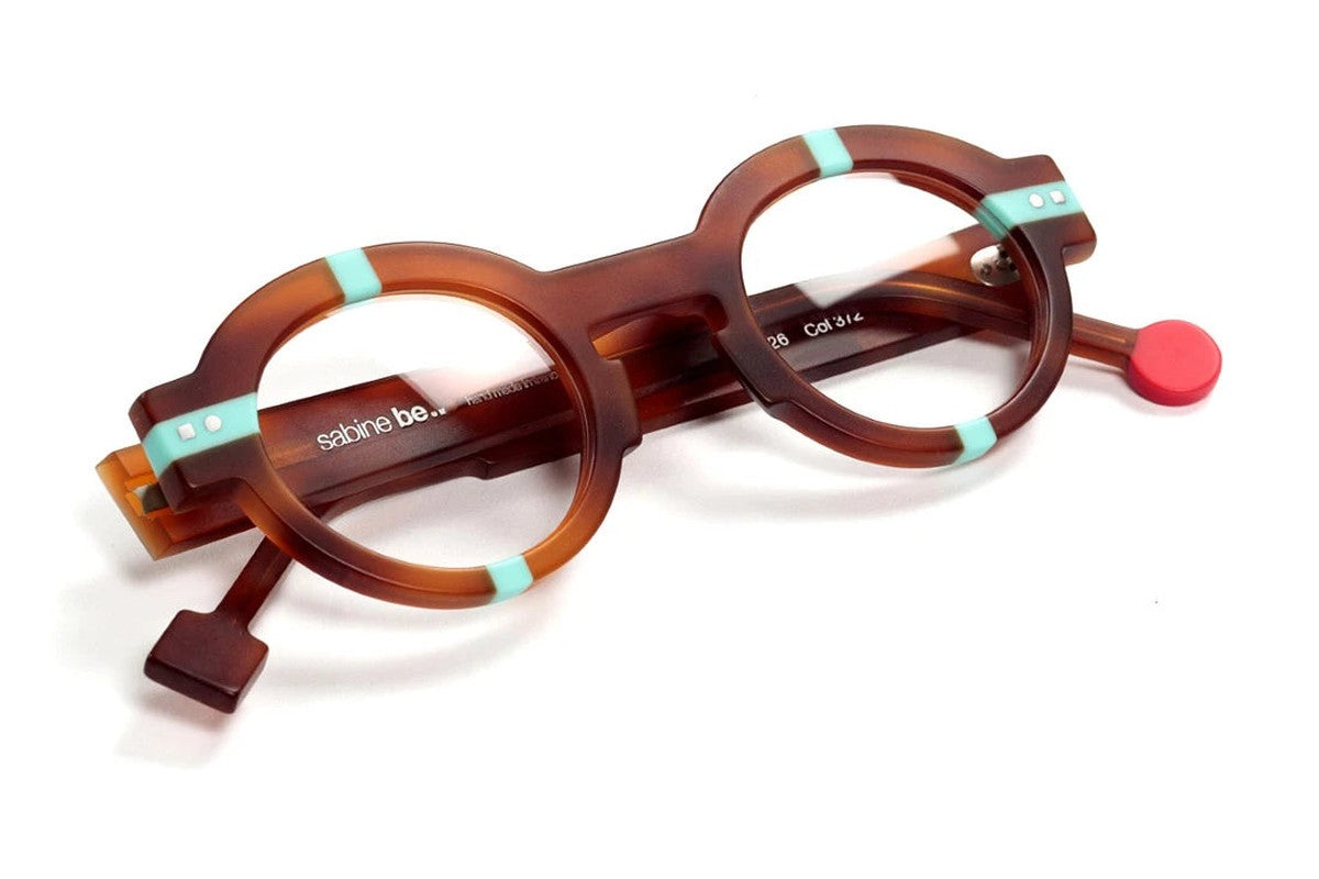 Sabine Be Be Groom Matte Blonde Tortoise / Matte Turquoise eyeglasses, angled view