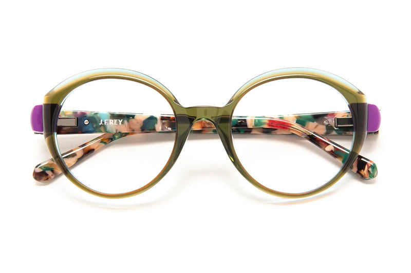 J.F. Rey JF1546 Green / Purple eyeglasses, front view