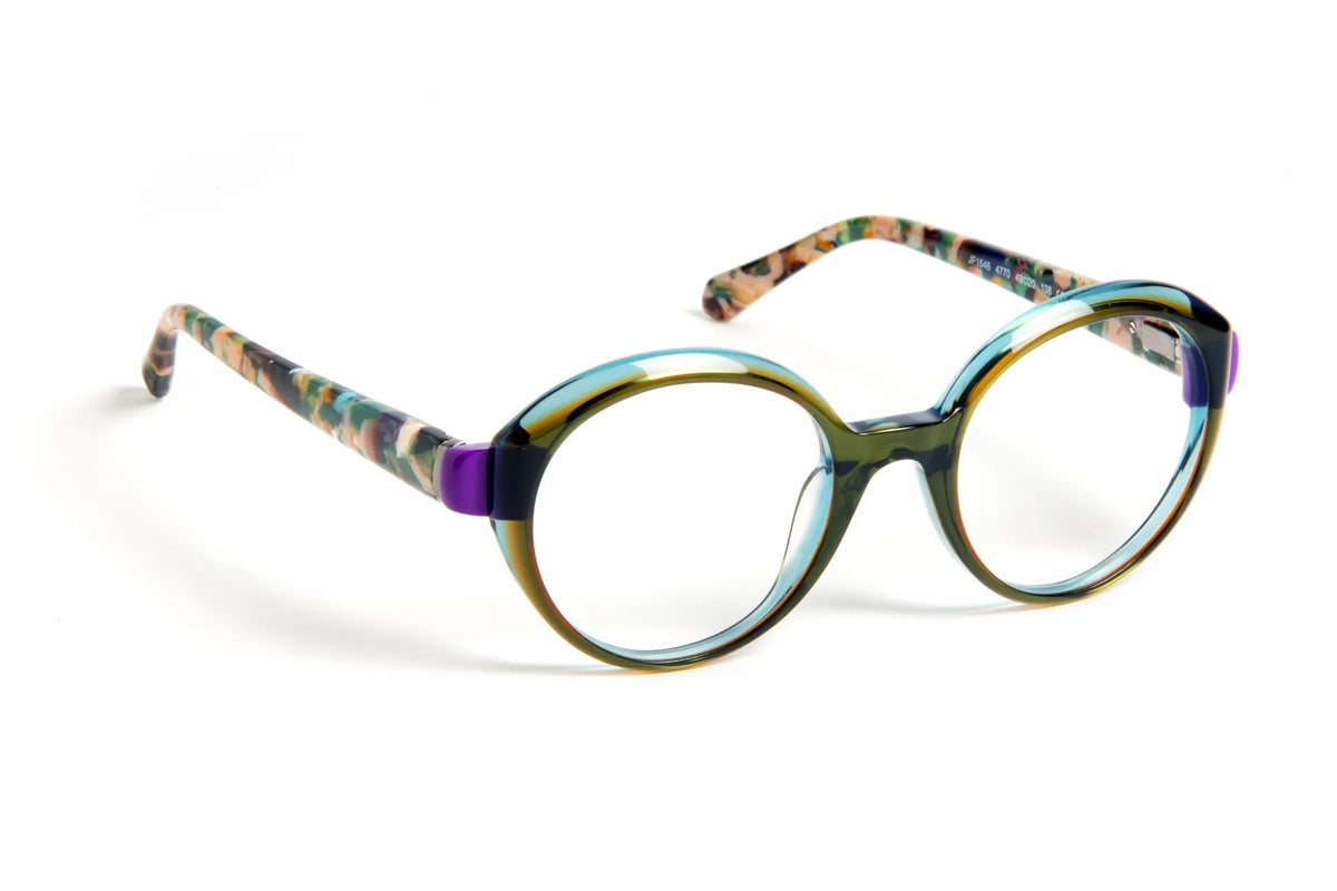 J.F. Rey JF1546 Green / Purple eyeglasses, angled view