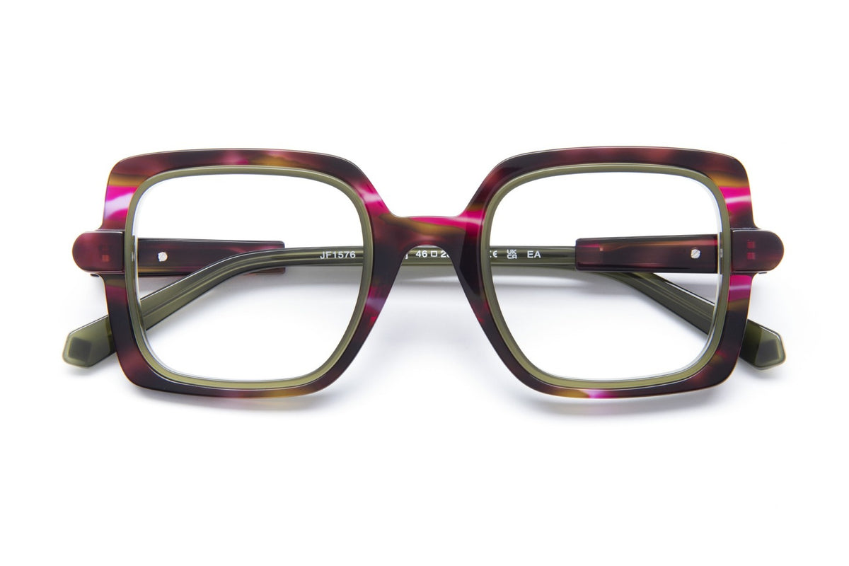 J.F. Rey JF1576 Purple Tortoise / Green eyeglasses, front view