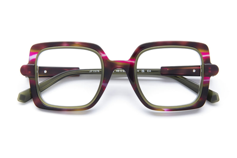 J.F. Rey JF1576 Purple Tortoise / Green eyeglasses, front view