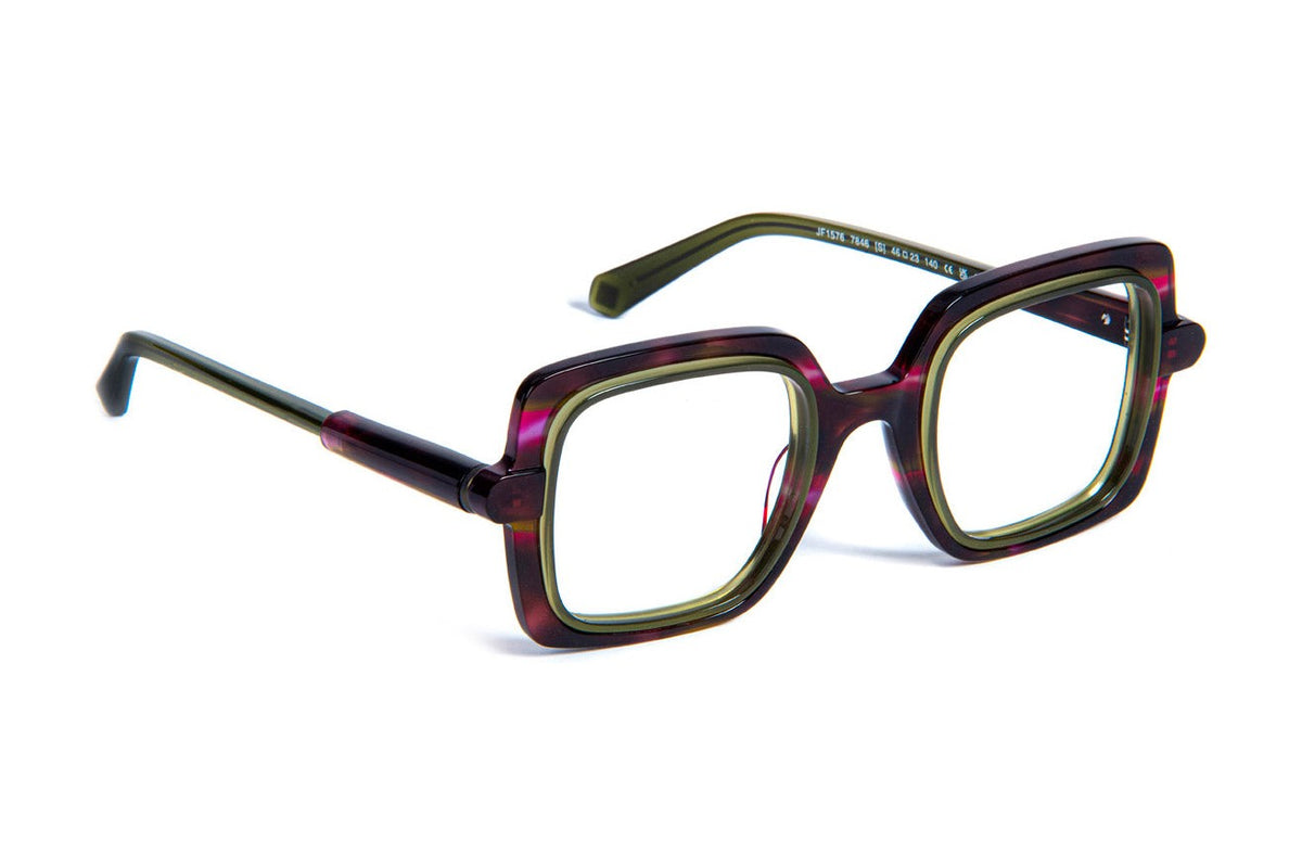 J.F. Rey JF1576 Purple Tortoise / Green eyeglasses, angled view