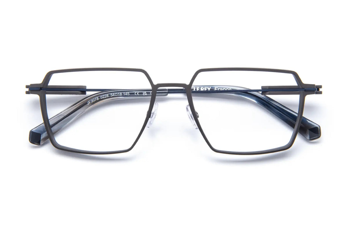 J.F. Rey JF3078 Gunmetal / Blue eyeglasses, front view