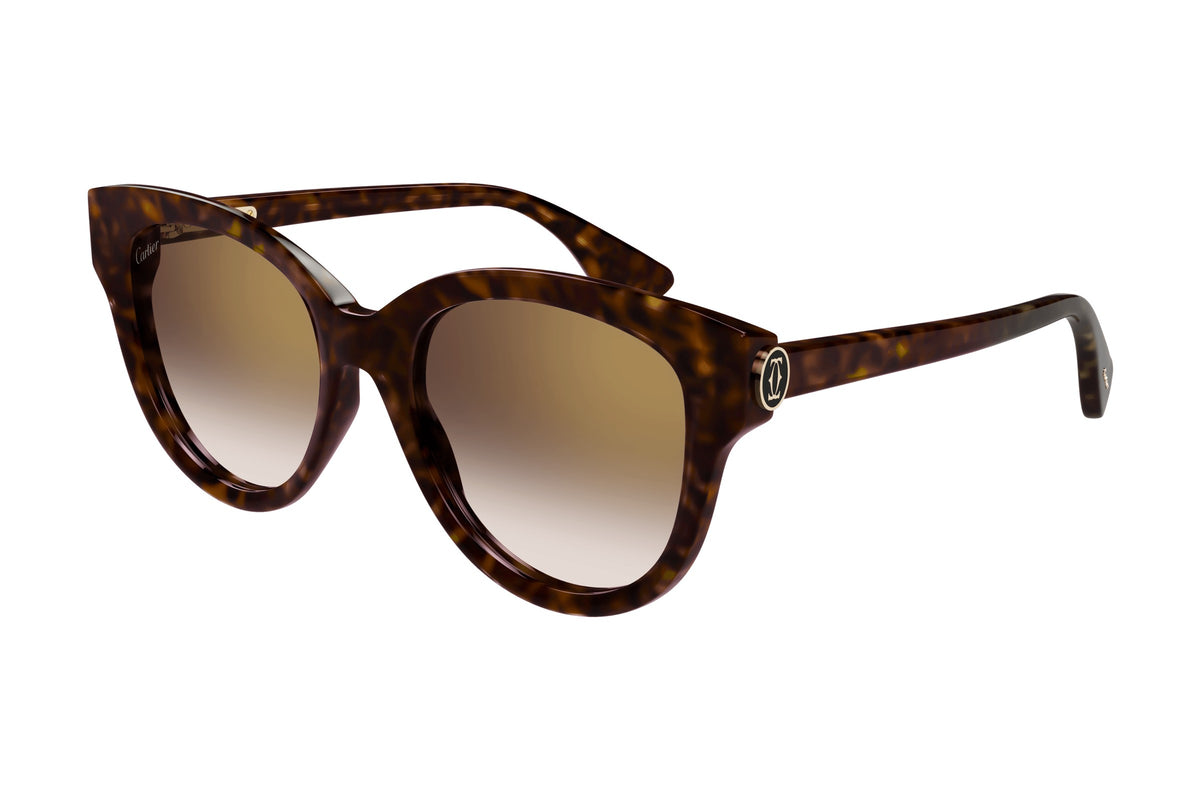 Cartier CT0506SA Havana / Brown sunglasses, angled view