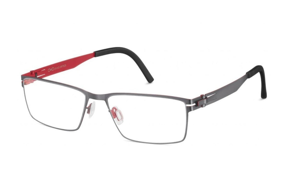 OVVO 3828 Graphite / Red eyeglasses, angled view
