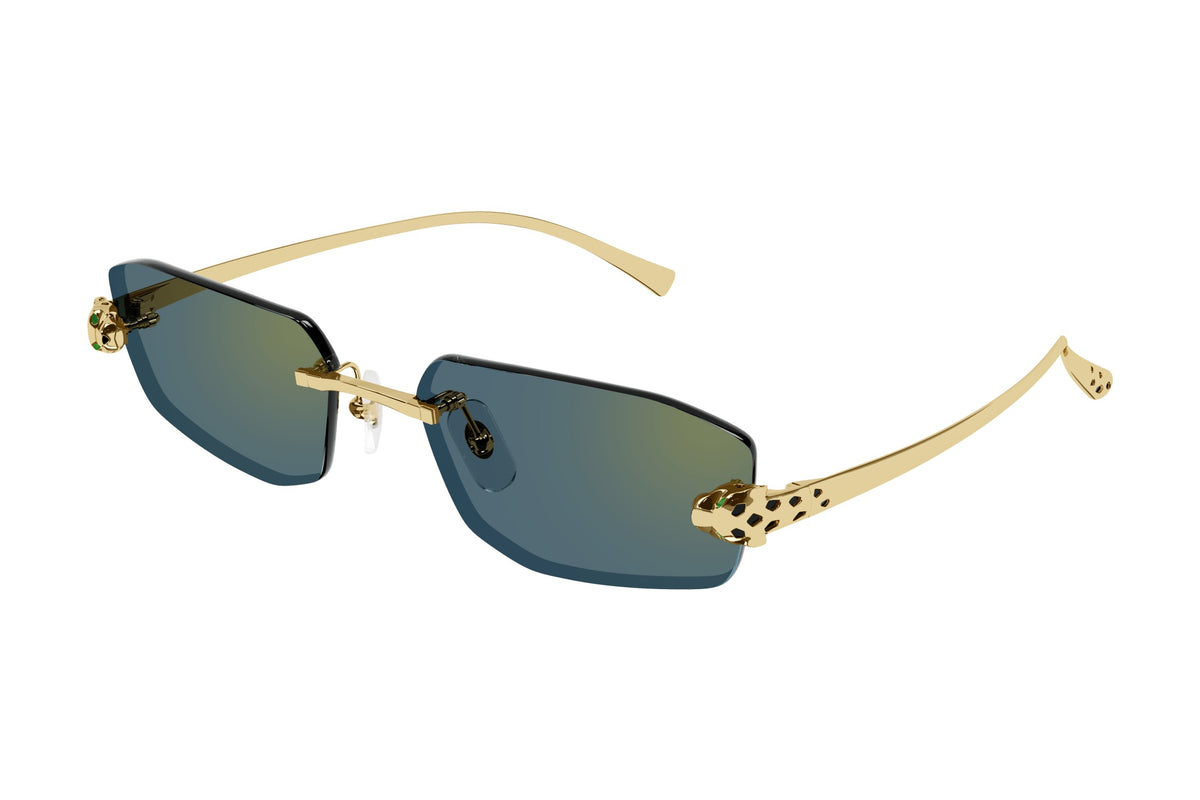 Cartier CT0474S Gold / Green sunglasses, angled view