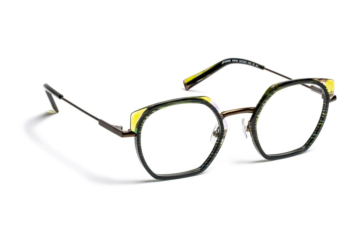 J.F. Rey JF2995 Striped Green / Khaki eyeglasses, front view