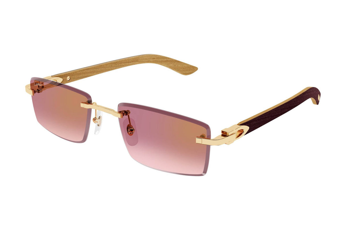 Cartier CT0582S Gold / Burgundy / Red sunglasses, angled view