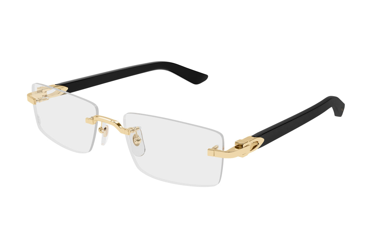 Cartier CT0581O Gold / Black eyeglasses, angled view