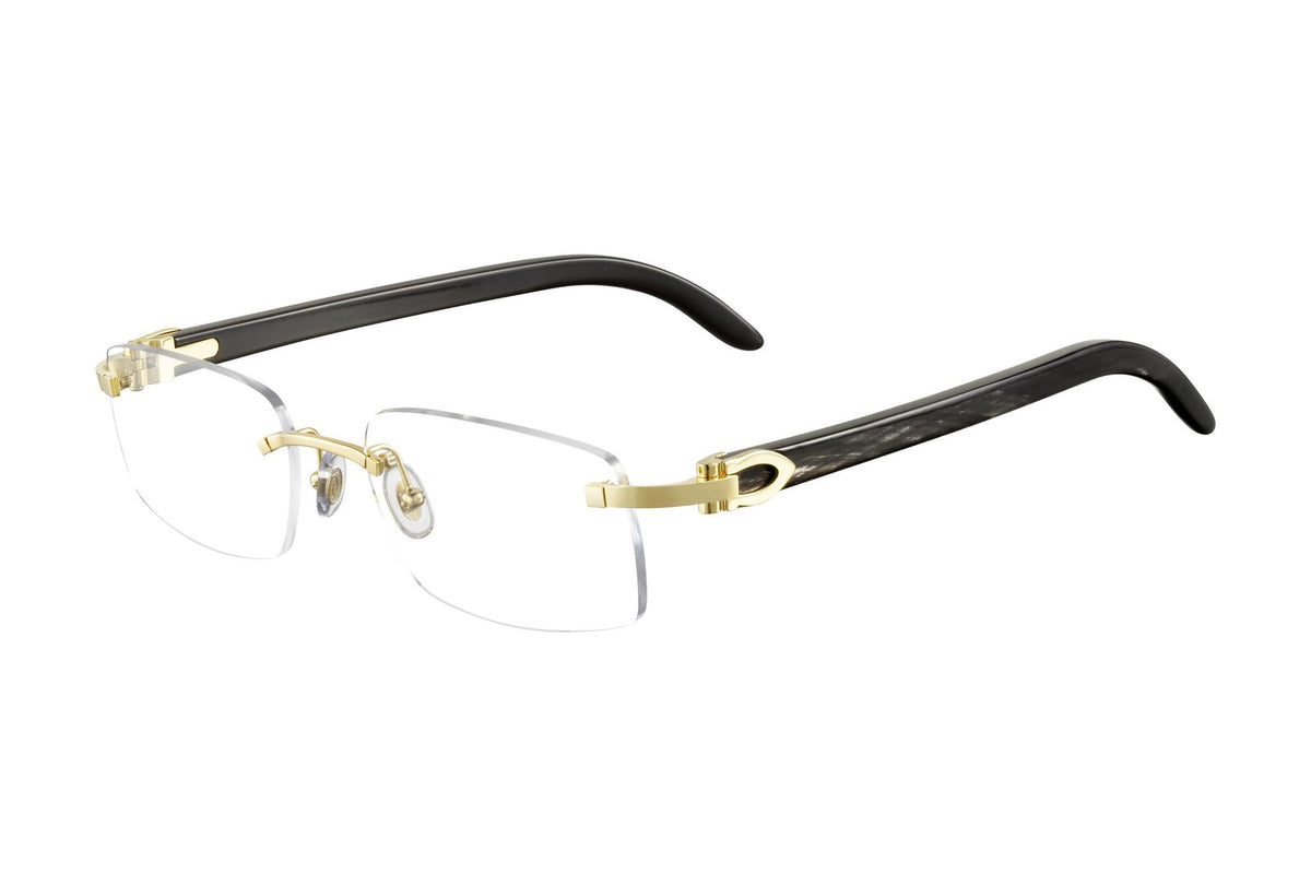 Cartier CT0049O Gold / Black eyeglasses, angled view