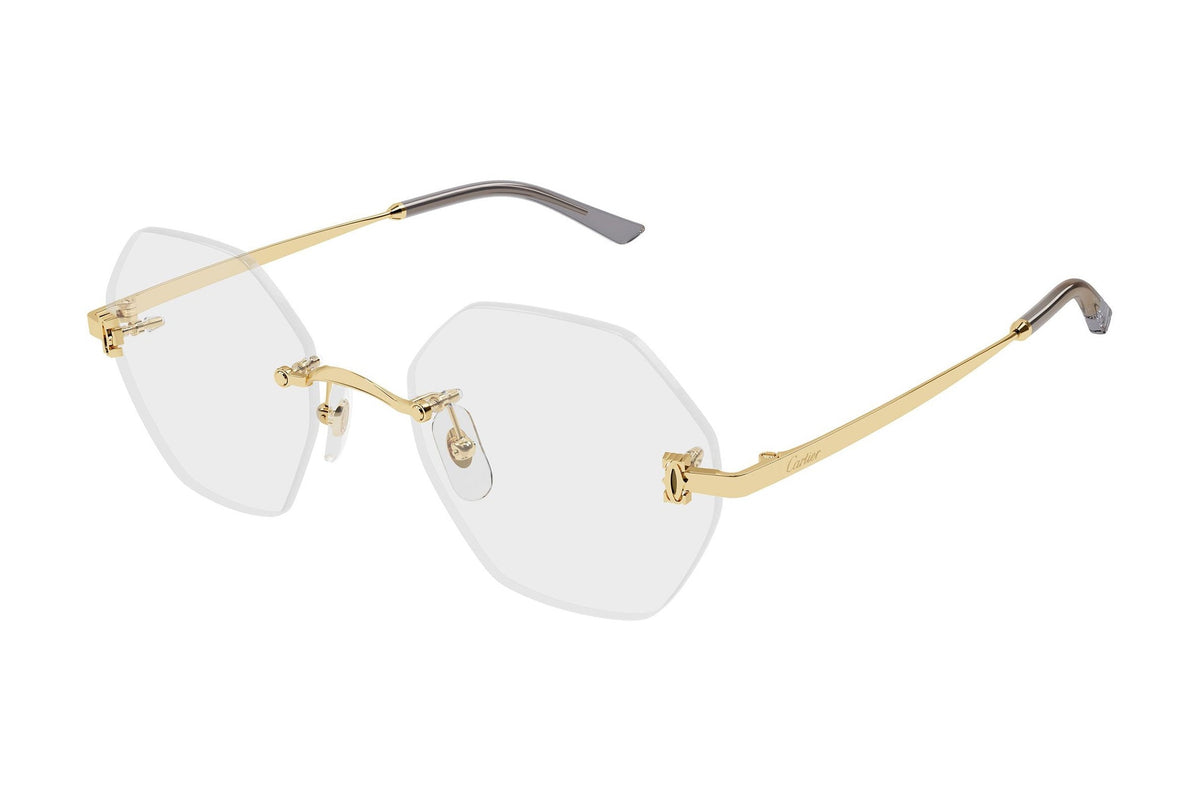 Cartier CT0593O Gold eyeglasses, angled view