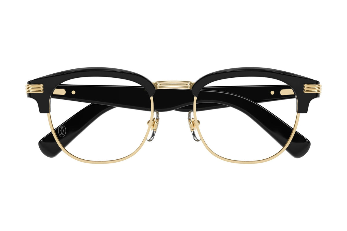 Cartier CT0496O Black / Gold eyeglasses, front view