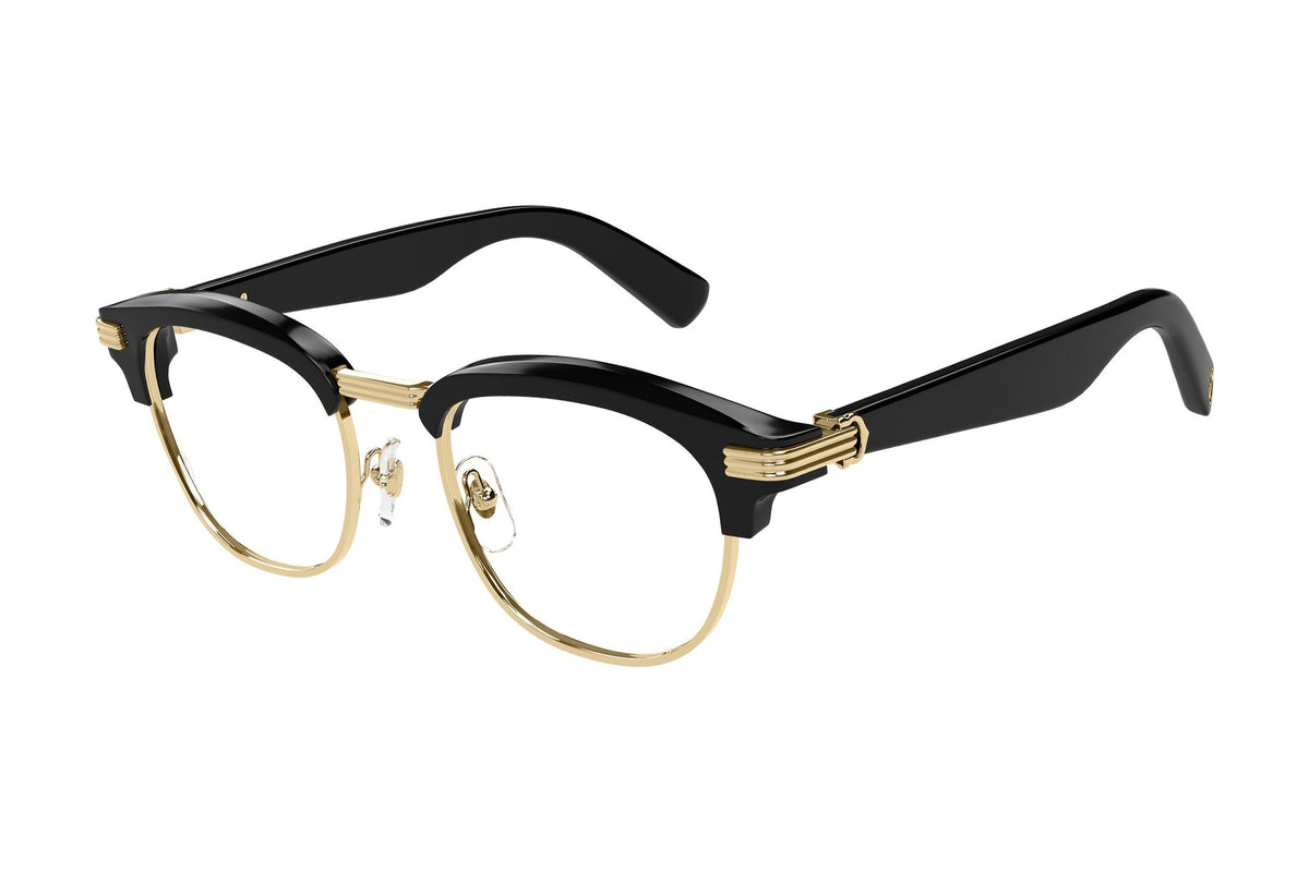 Cartier CT0496O Black / Gold eyeglasses, angled view
