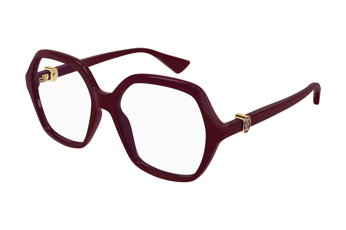 Cartier CT0492O Burgundy eyeglasses, angled view