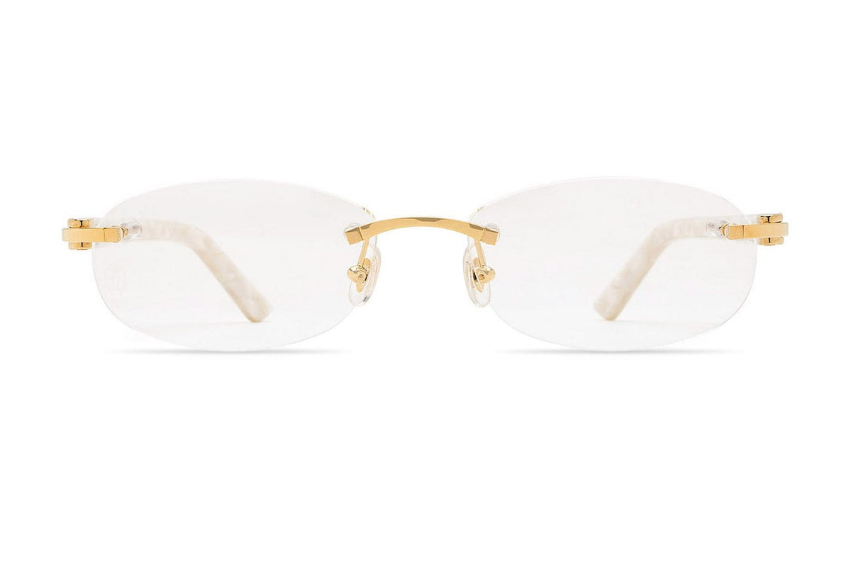 Cartier CT0056O Gold / White eyeglasses, front view