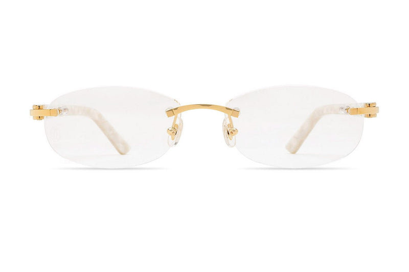 Cartier CT0056O Gold / White eyeglasses, front view