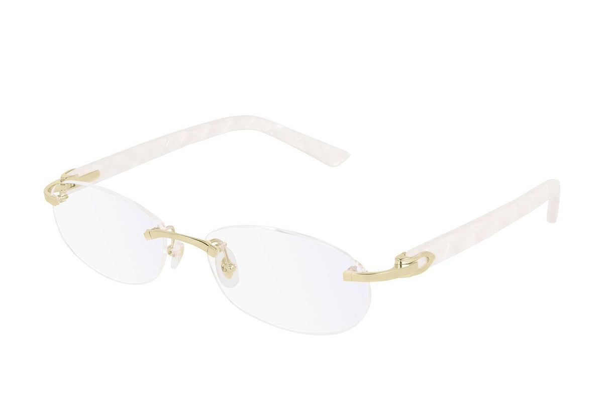 Cartier CT0056O Gold / White eyeglasses, angled view