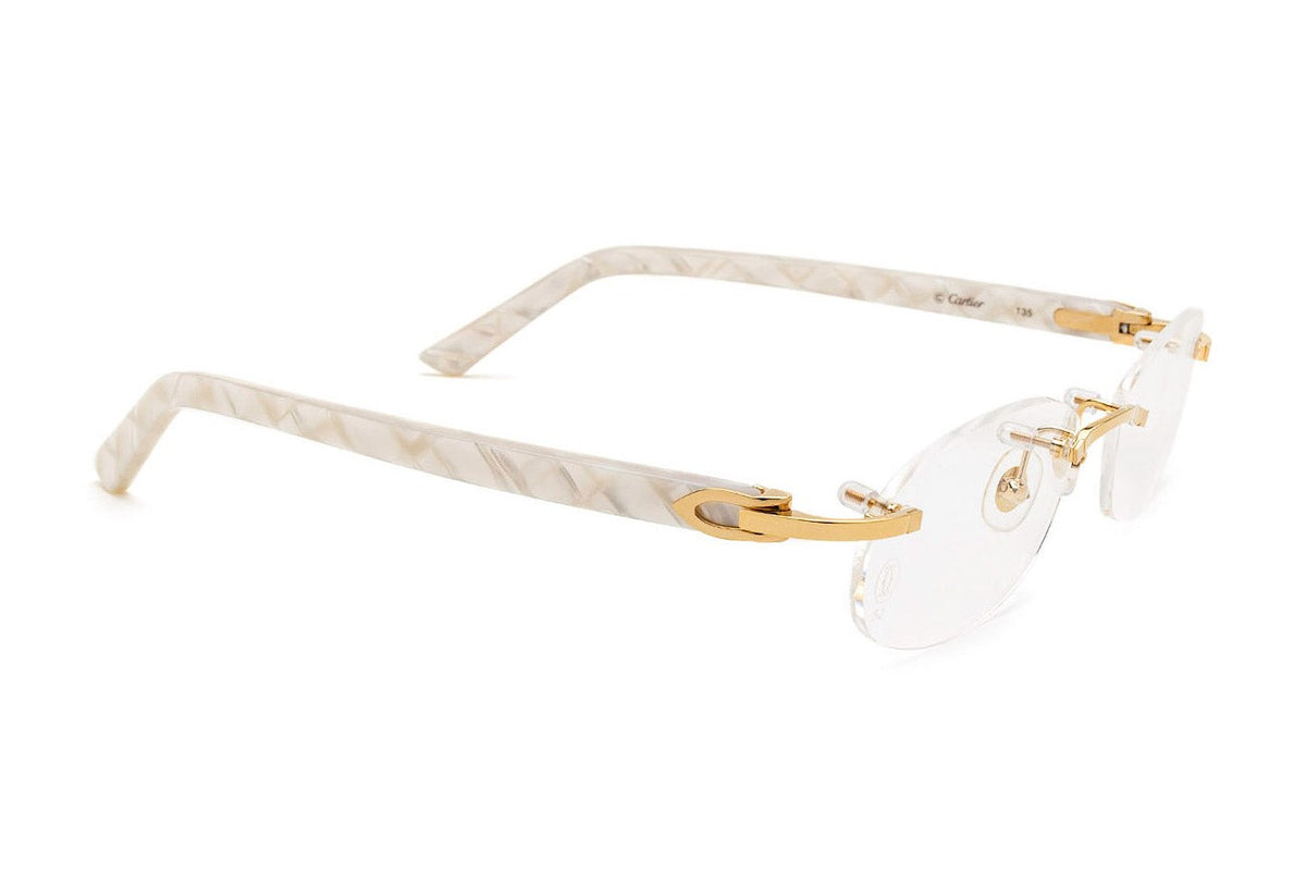 Cartier CT0056O Gold / White eyeglasses, side view