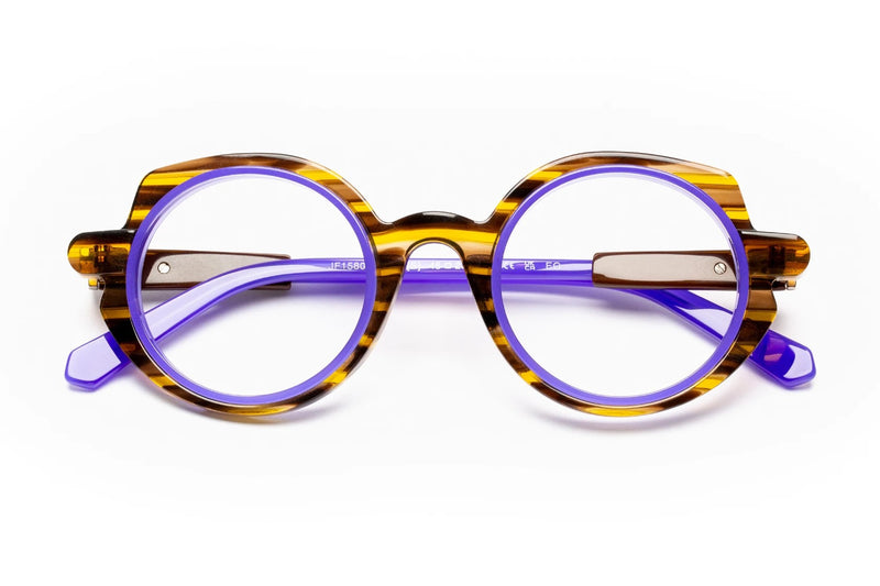 J.F. Rey JF1580 Striped Brown / Blue eyeglasses, front view