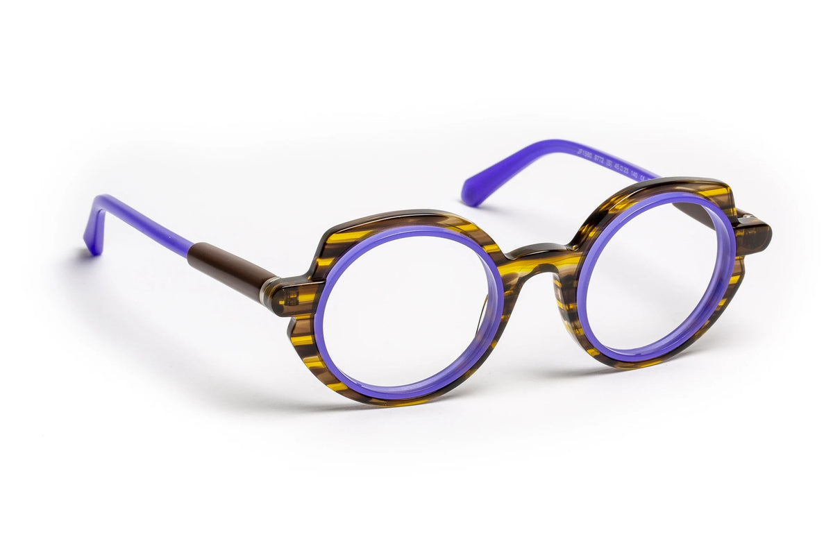 J.F. Rey JF1580 Striped Brown / Blue eyeglasses, angled view