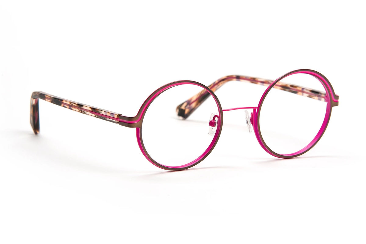 J.F. Rey JF3007 Brown / Pink eyeglasses, angled view