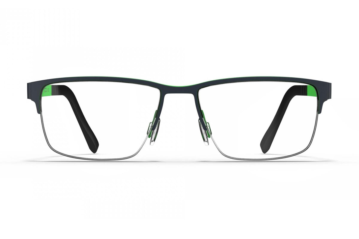 Blackfin Edgartown Storm Navy Blue / Electric Green eyeglasses, front view