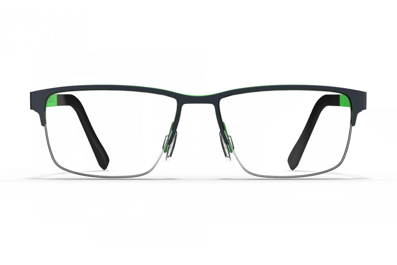 Blackfin Edgartown Storm Navy Blue / Electric Green eyeglasses, front view