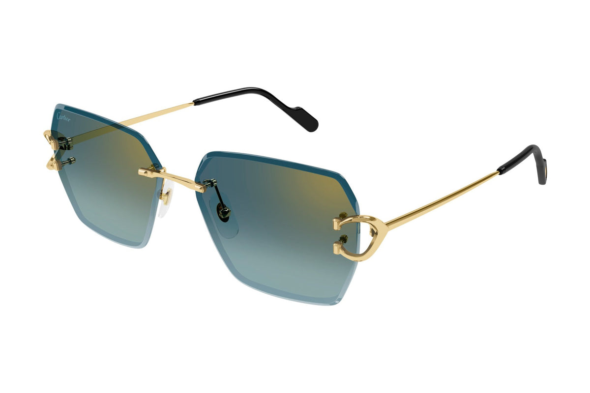 Cartier CT0466S Gold / Green sunglasses, angled view