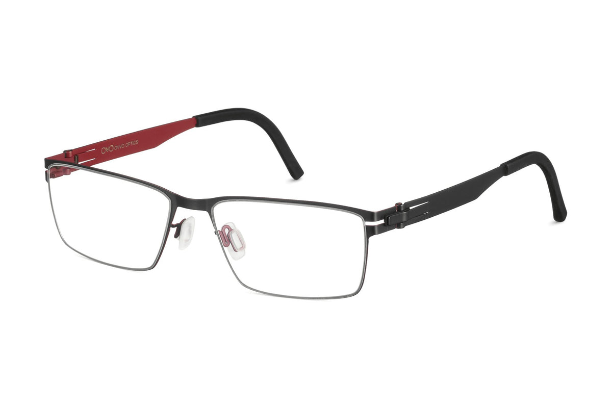 OVVO 3828 Matte Black / Rust eyeglasses, angled view
