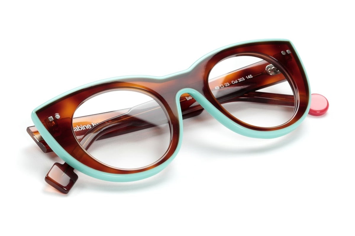 Sabine Be Be Cute Line Blonde Tortoise / Turquoise eyeglasses, angled view