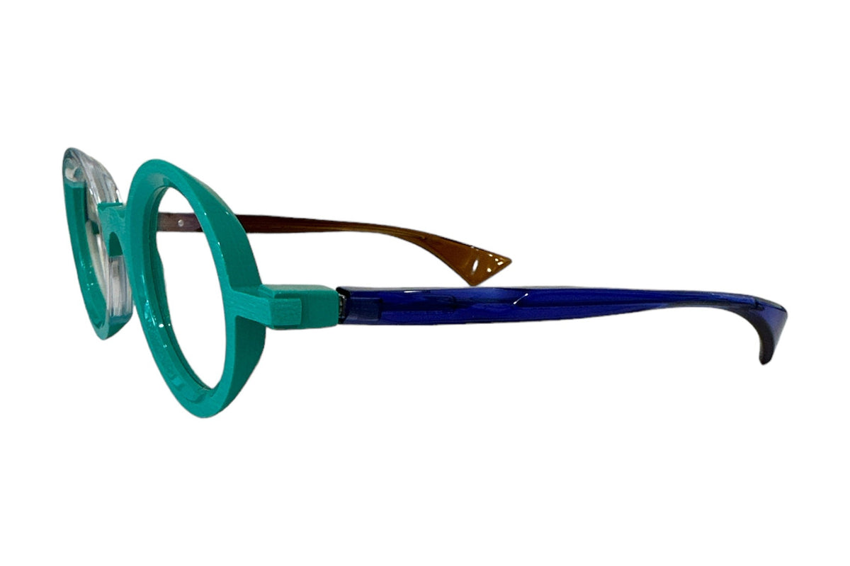 Piero Massaro PM916 Aqua / Crystal eyeglasses, angled view