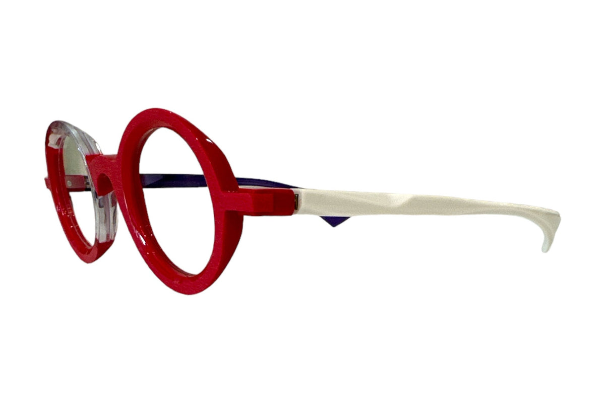 Piero Massaro PM916 Red / Crystal eyeglasses, angled view