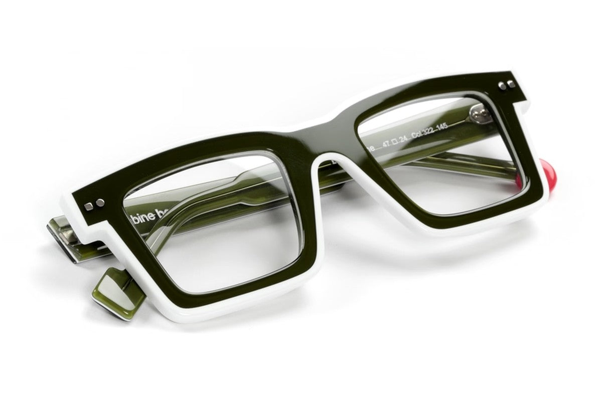 Sabine Be Be Bobo Line Translucent Dark Green / White eyeglasses, angled view