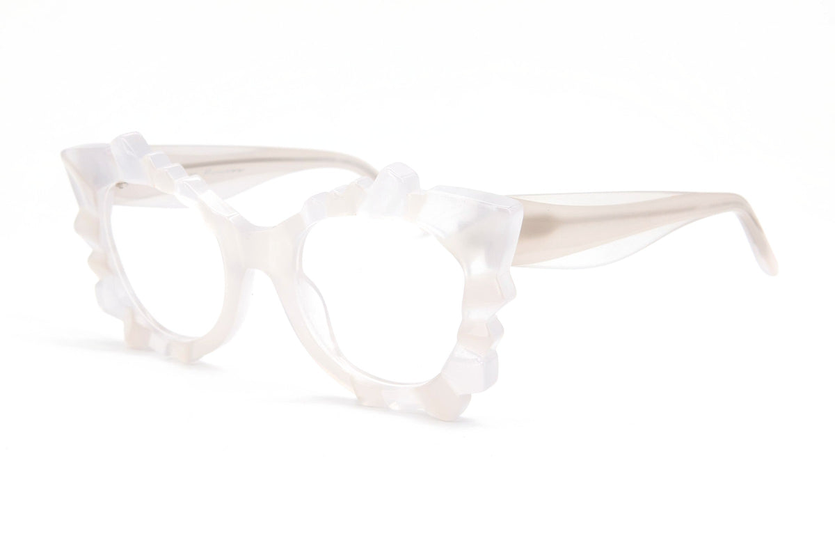 Oscar Mamooi Volta Milky White eyeglasses, angled view