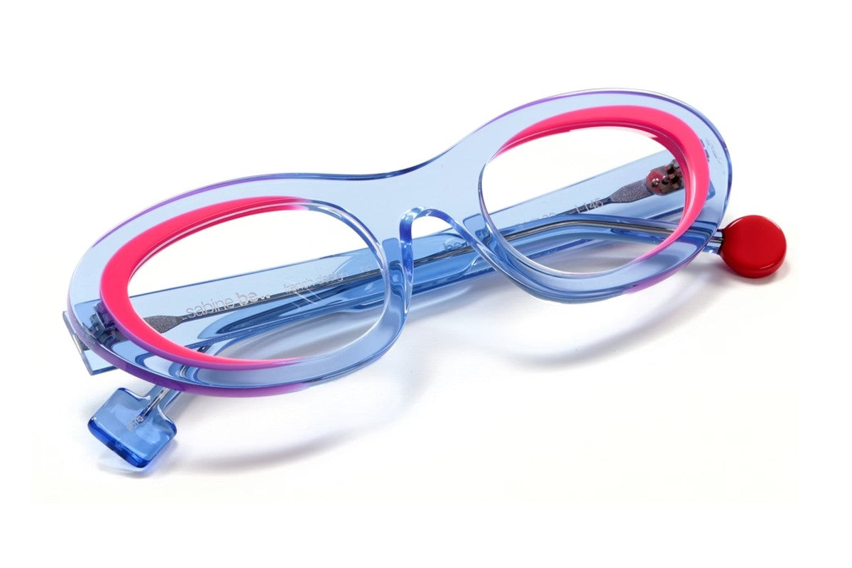 Sabine Be Be Love Translucent Light Blue / Neon Pink eyeglasses, angled view