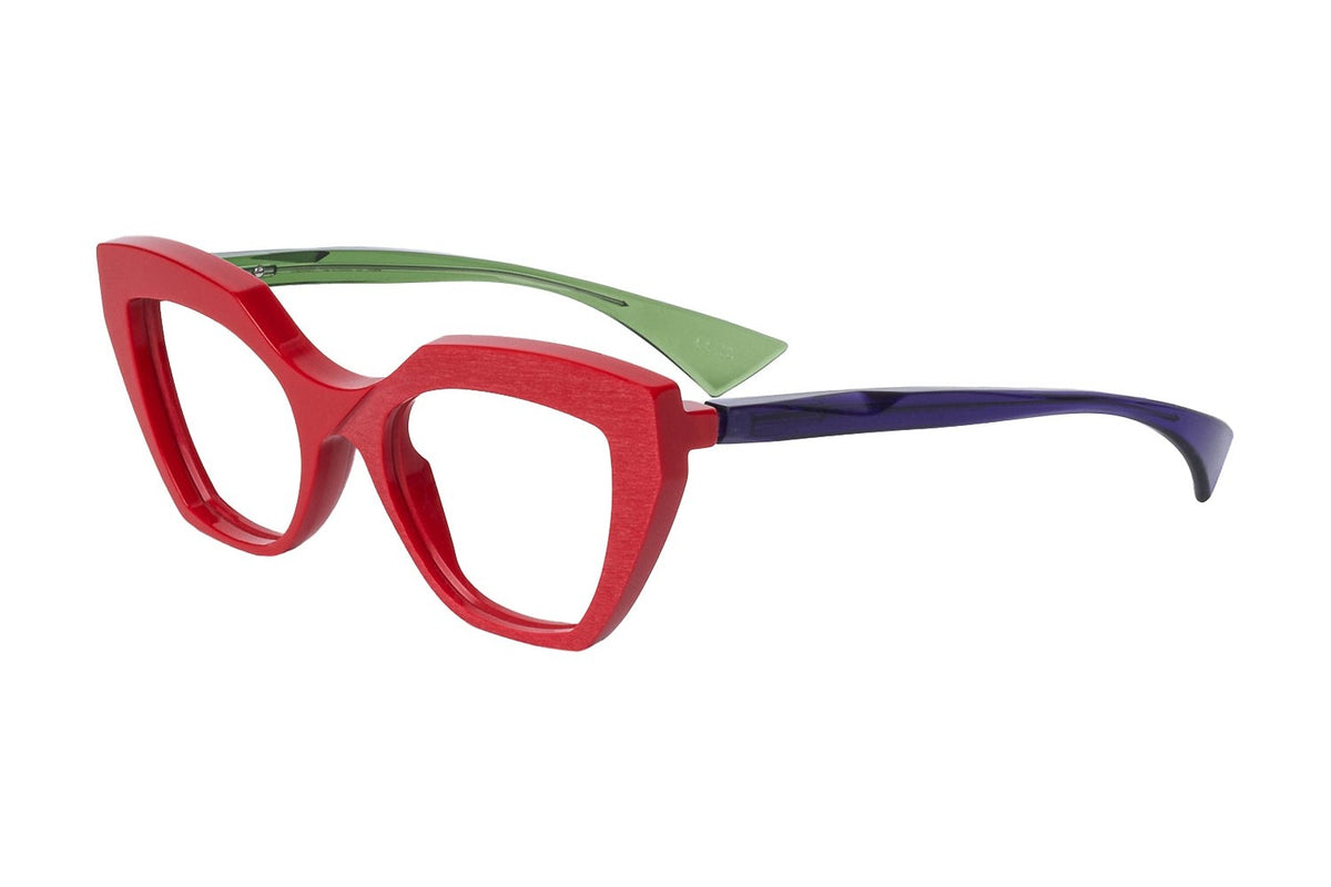 Piero Massaro PM918 Red eyeglasses, angled view