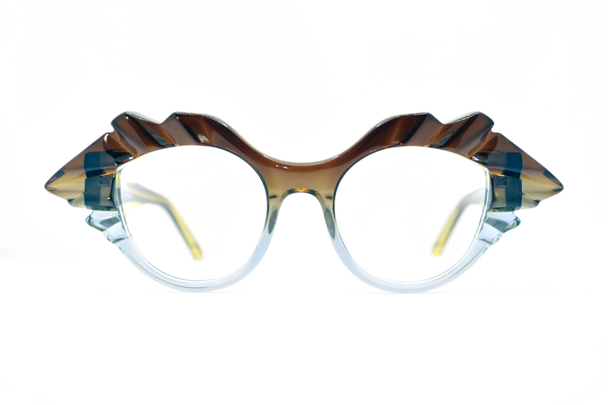 Oscar Mamooi Joga Brown / Yellow / Clear eyeglasses, front view