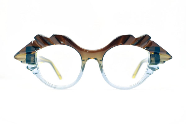 Oscar Mamooi Joga Brown / Yellow / Clear eyeglasses, front view