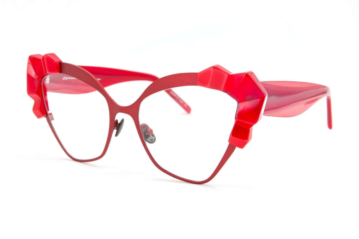 Oscar Mamooi Paradisia Red eyeglasses, angled view