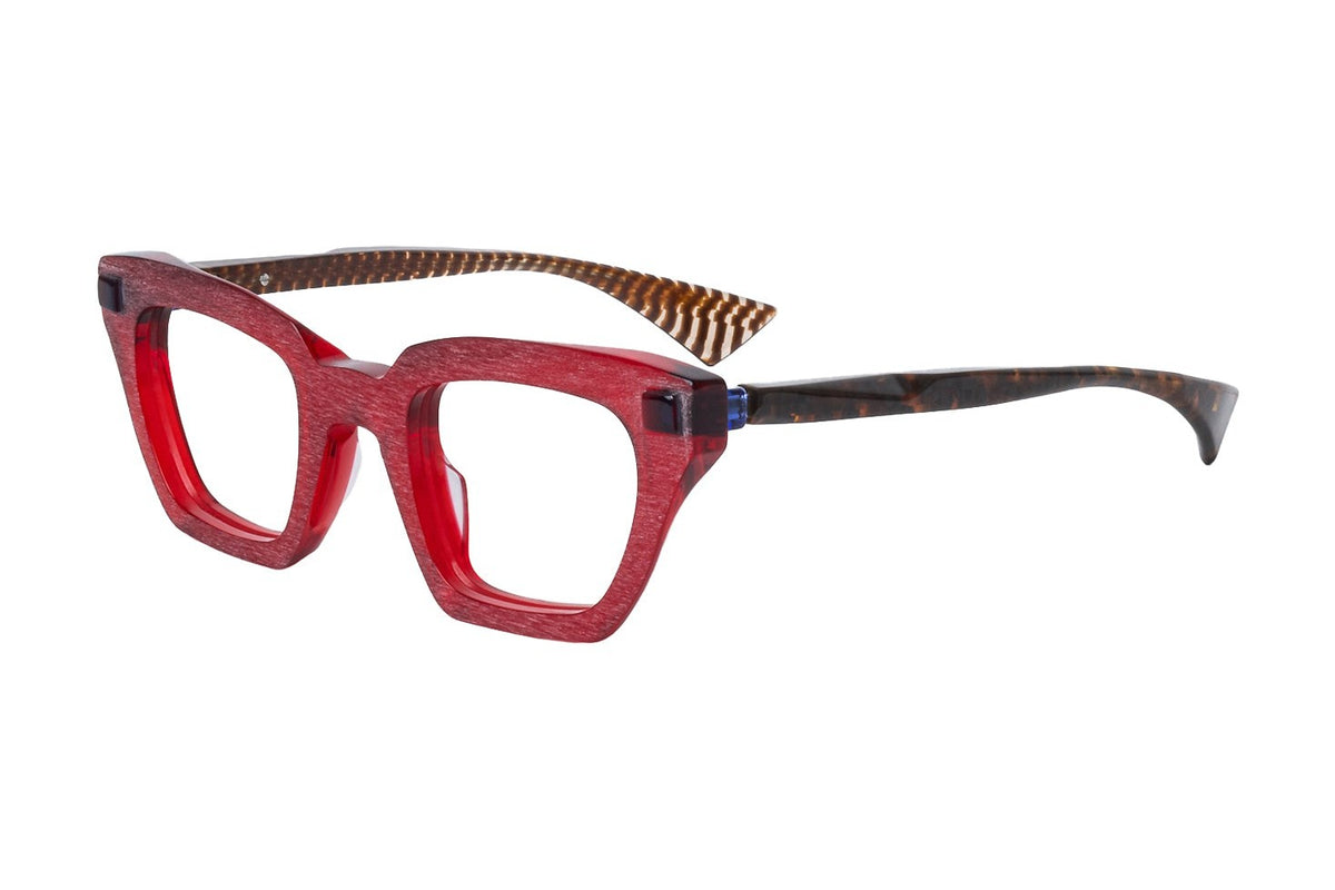 Piero Massaro PM904 Red eyeglasses, angled view