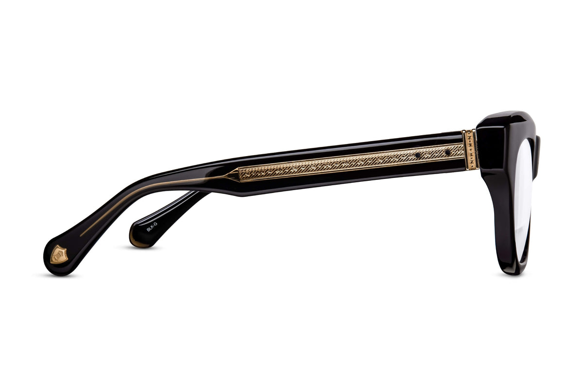 Matsuda M1027 Black / Gold eyeglasses, angled view