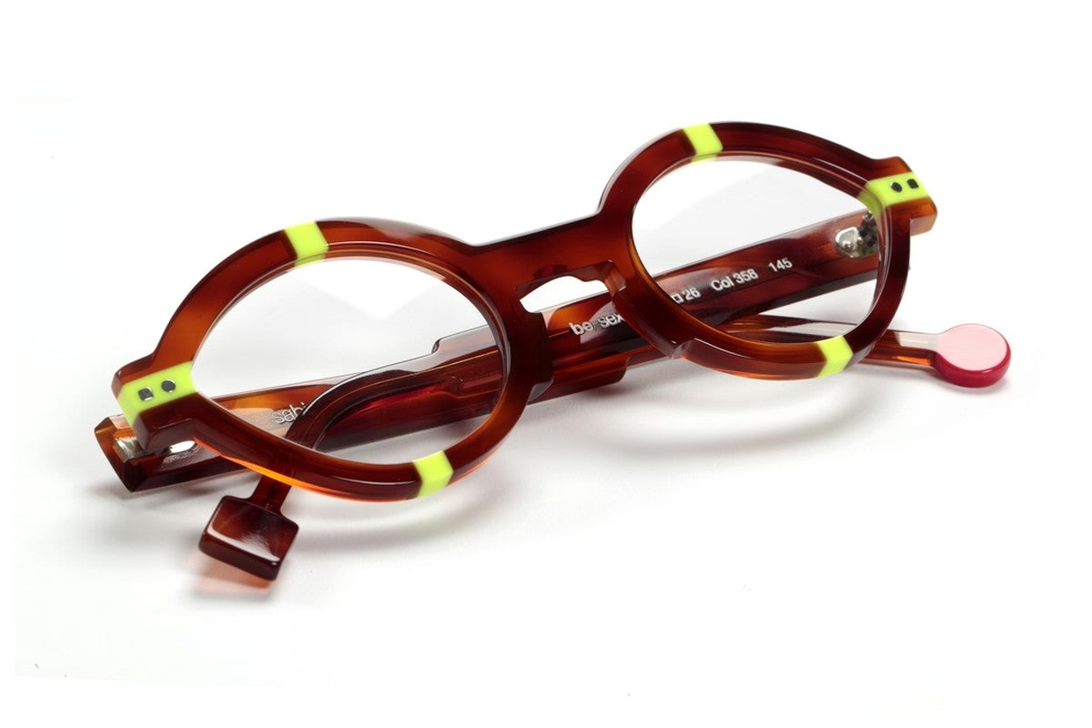 Sabine Be Be Sexy Blonde Tortoise / Neon Yellow eyeglasses, angled view