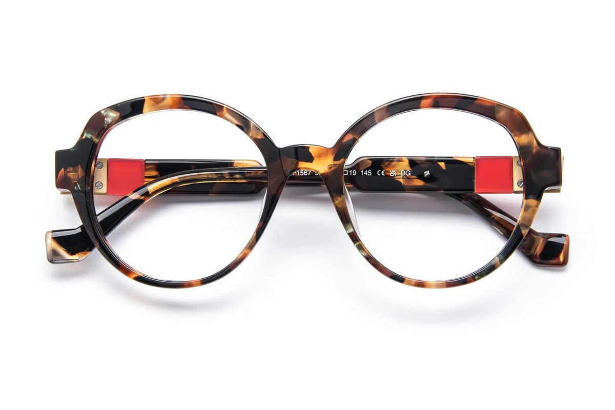 J.F. Rey JF1567 Brown Amber / Red eyeglasses, front view