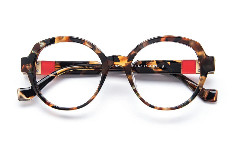 J.F. Rey JF1567 Brown Amber / Red eyeglasses, front view