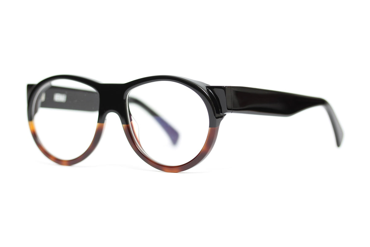 Henau Gaga Black and Tortoise eyeglasses, angled view